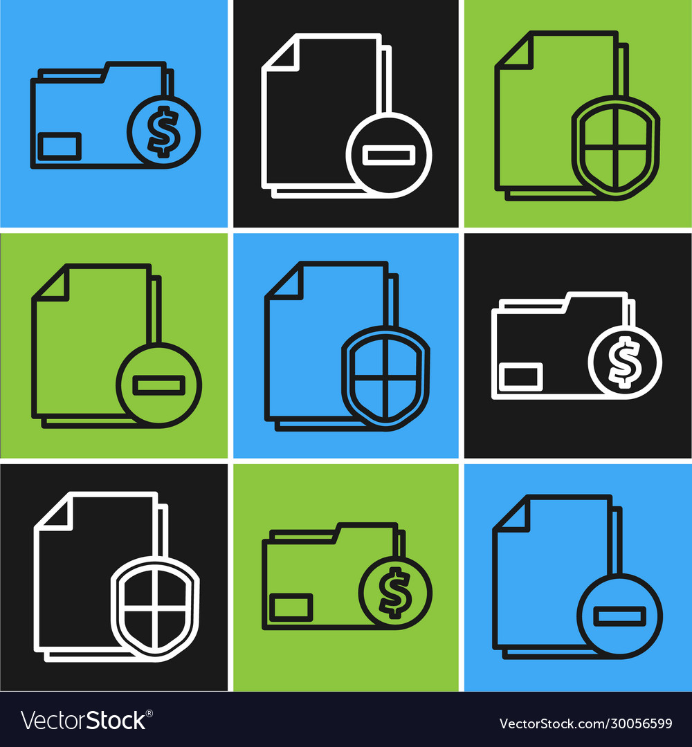 Set line finance document folder vector image Set line finance document folder