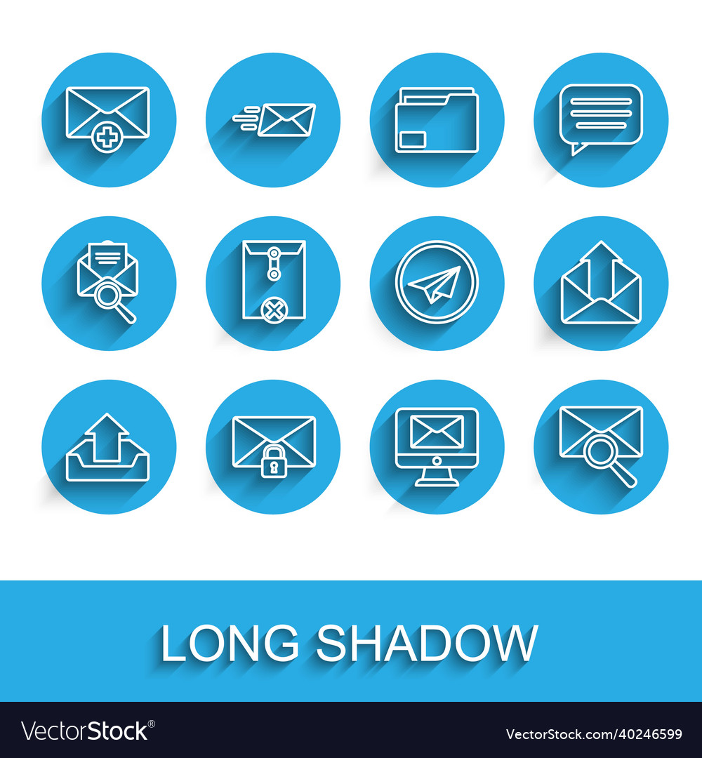 Set line upload inbox mail message lock password vector image Set line upload inbox mail message lock password