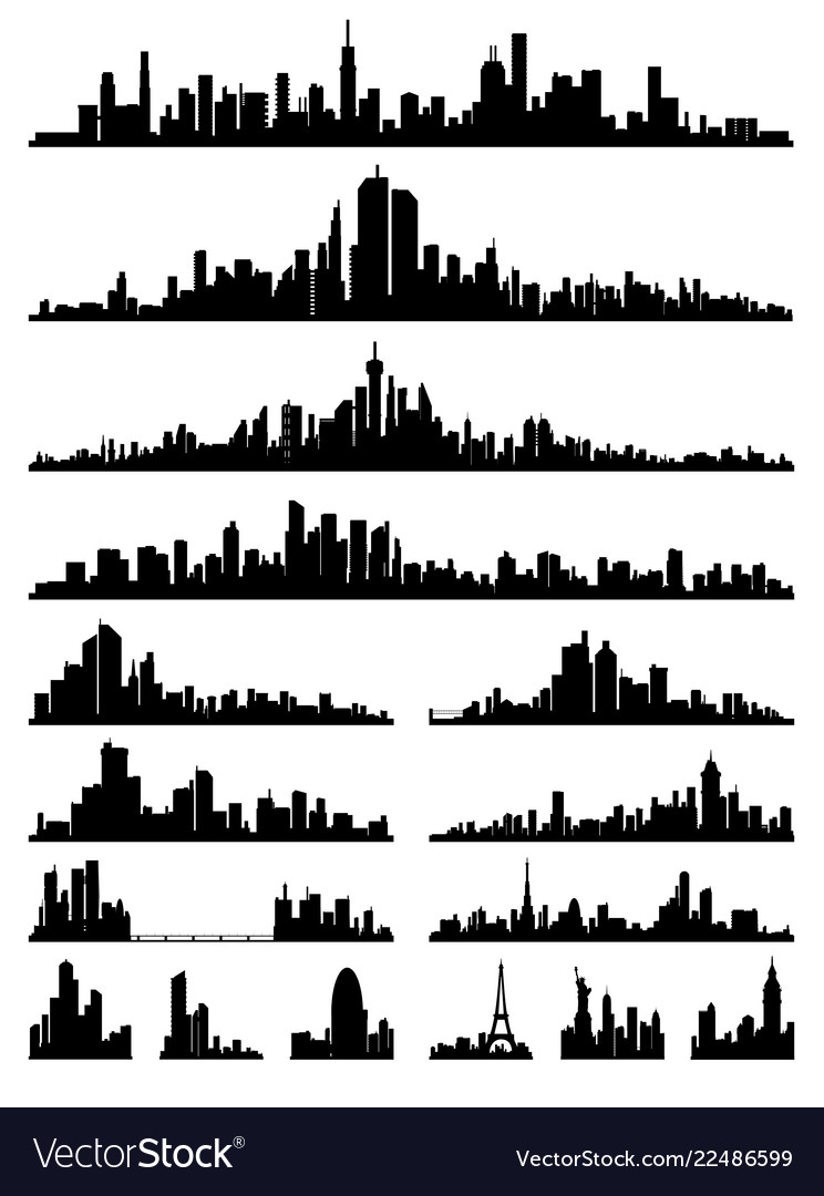 Set of detailed city silhouette Royalty Free Vector Image