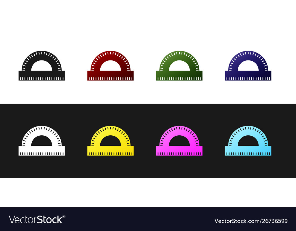 Set protractor grid for measuring degrees icon vector image Set protractor grid for measuring degrees icon