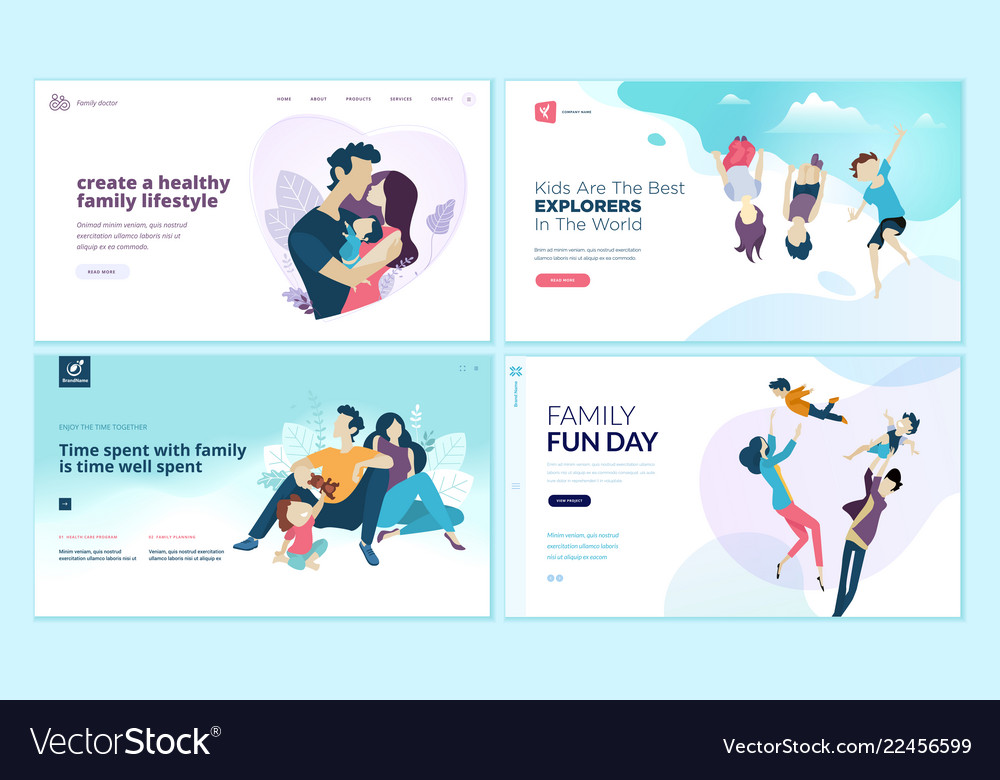 Set web page design templates for health care Vector Image