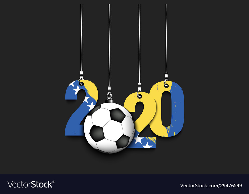 Soccer ball and bosnia herzegovina flag