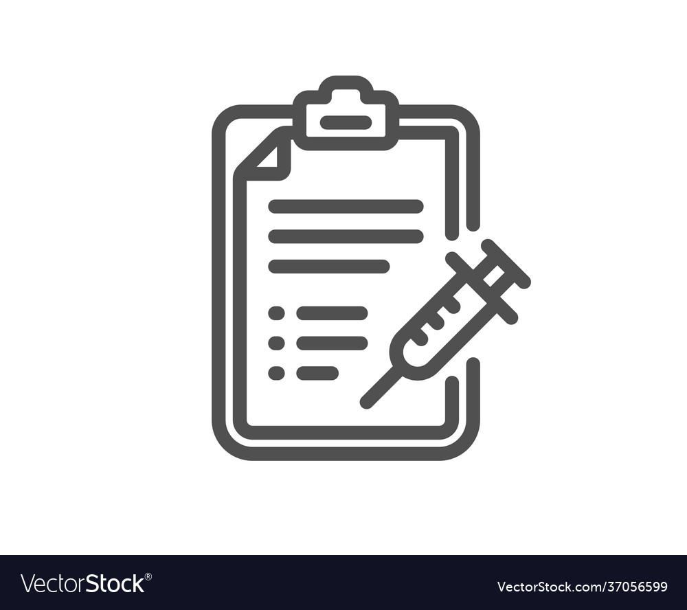 Vaccine report line icon vaccination syringe sign