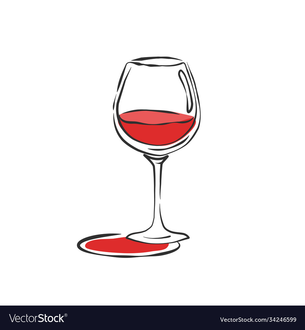 Wineglass red wine drink element color object vector image Wineglass red wine drink element color object