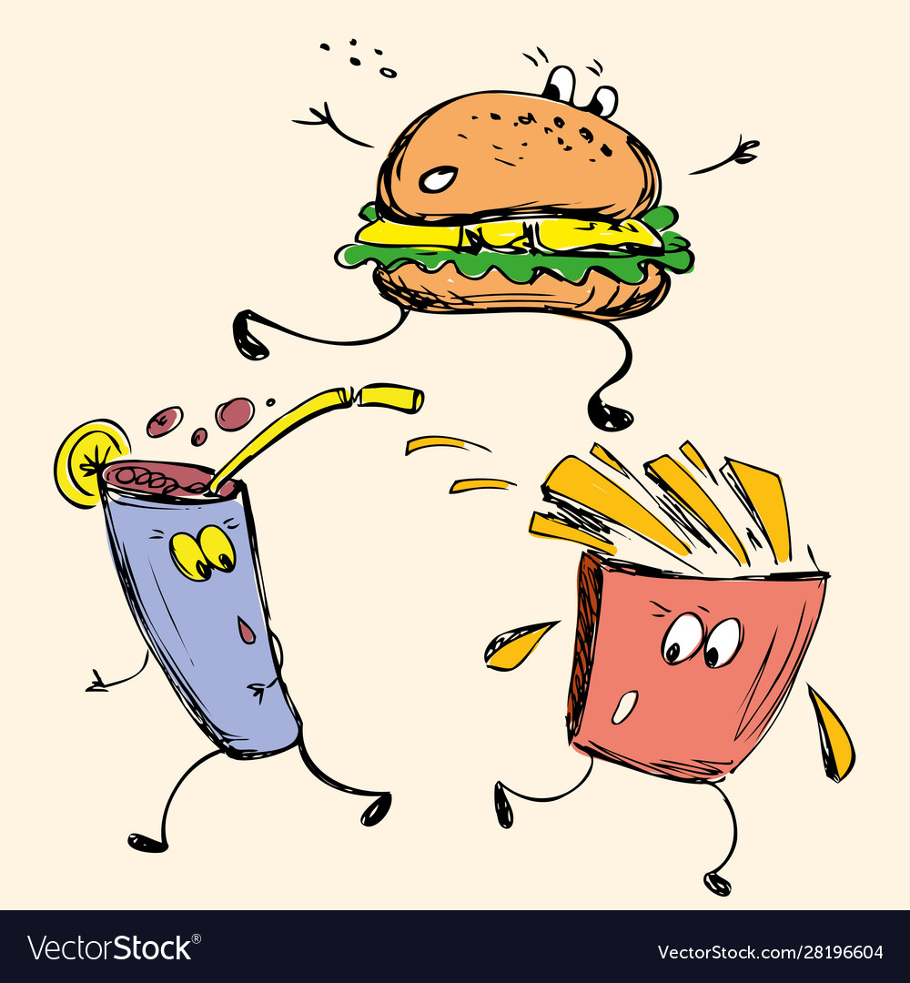 Fast food french fries soda burger Royalty Free Vector Image