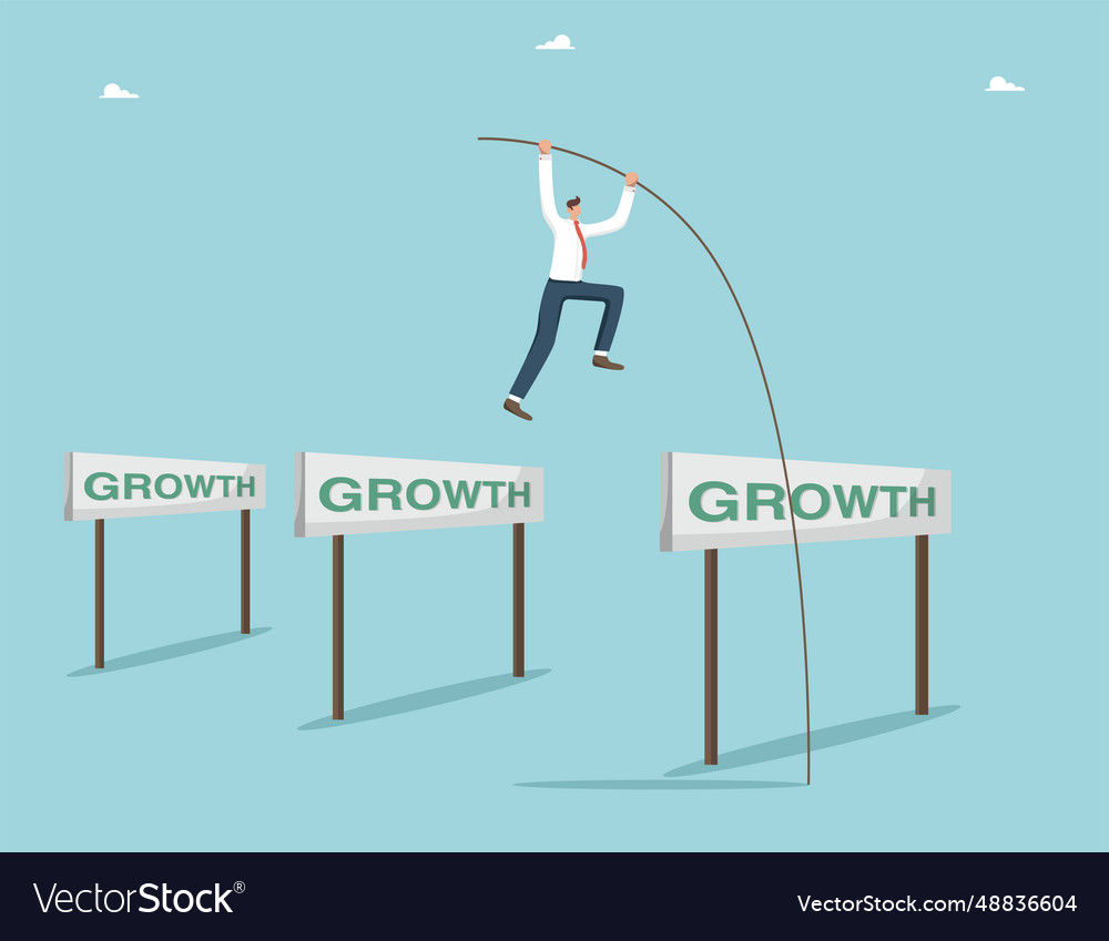 Man with pole jumping over obstacles vector image Man with pole jumping over obstacles