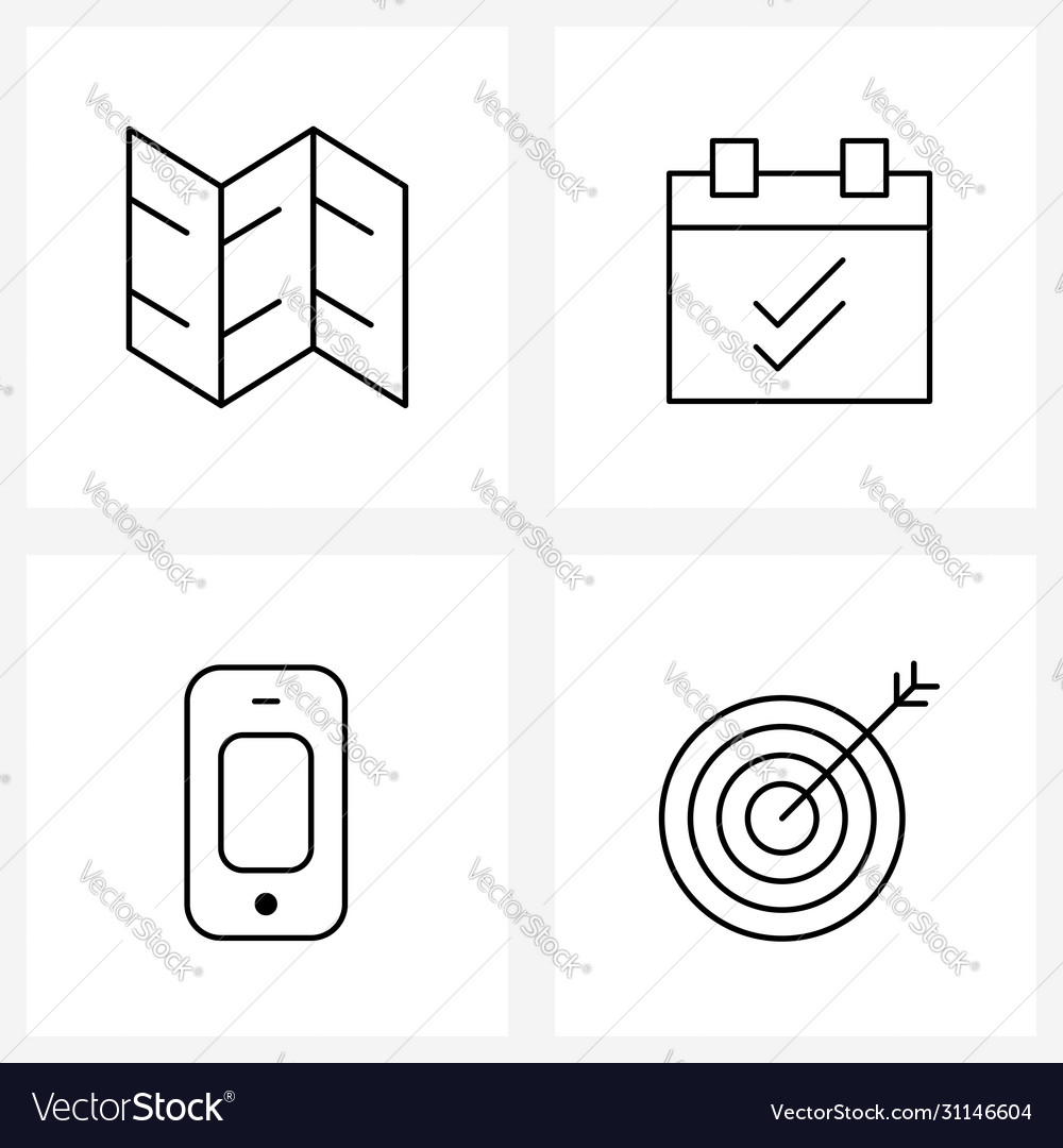 Modern line 4 simple icons basic phone