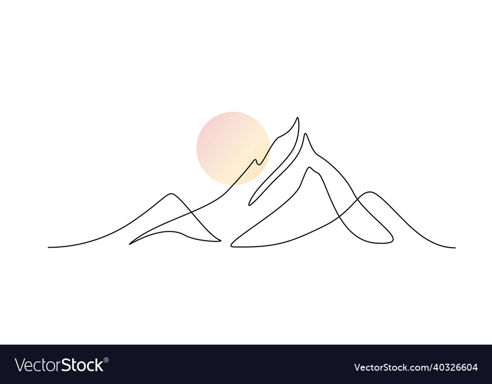 One continuous line drawing of mountain range Vector Image One continuous line drawing of mountain range