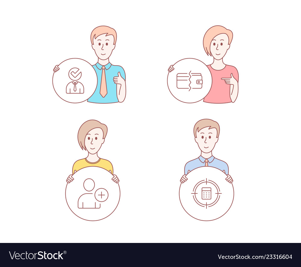 Payment methods vacancy and add user icons vector image Payment methods vacancy and add user icons