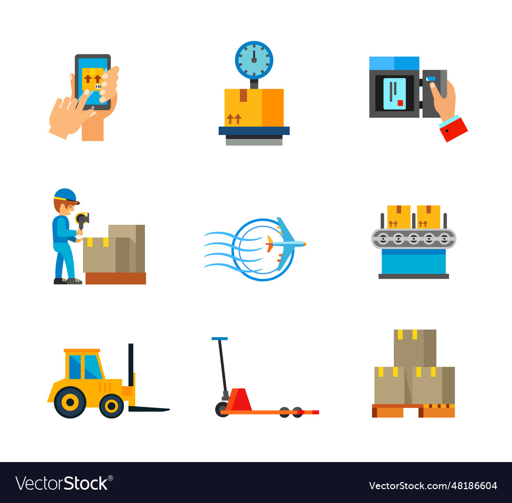 Postal services icon set Royalty Free Vector Image