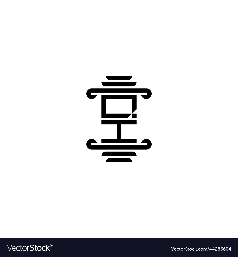 Qi pillar concept logo initial with high