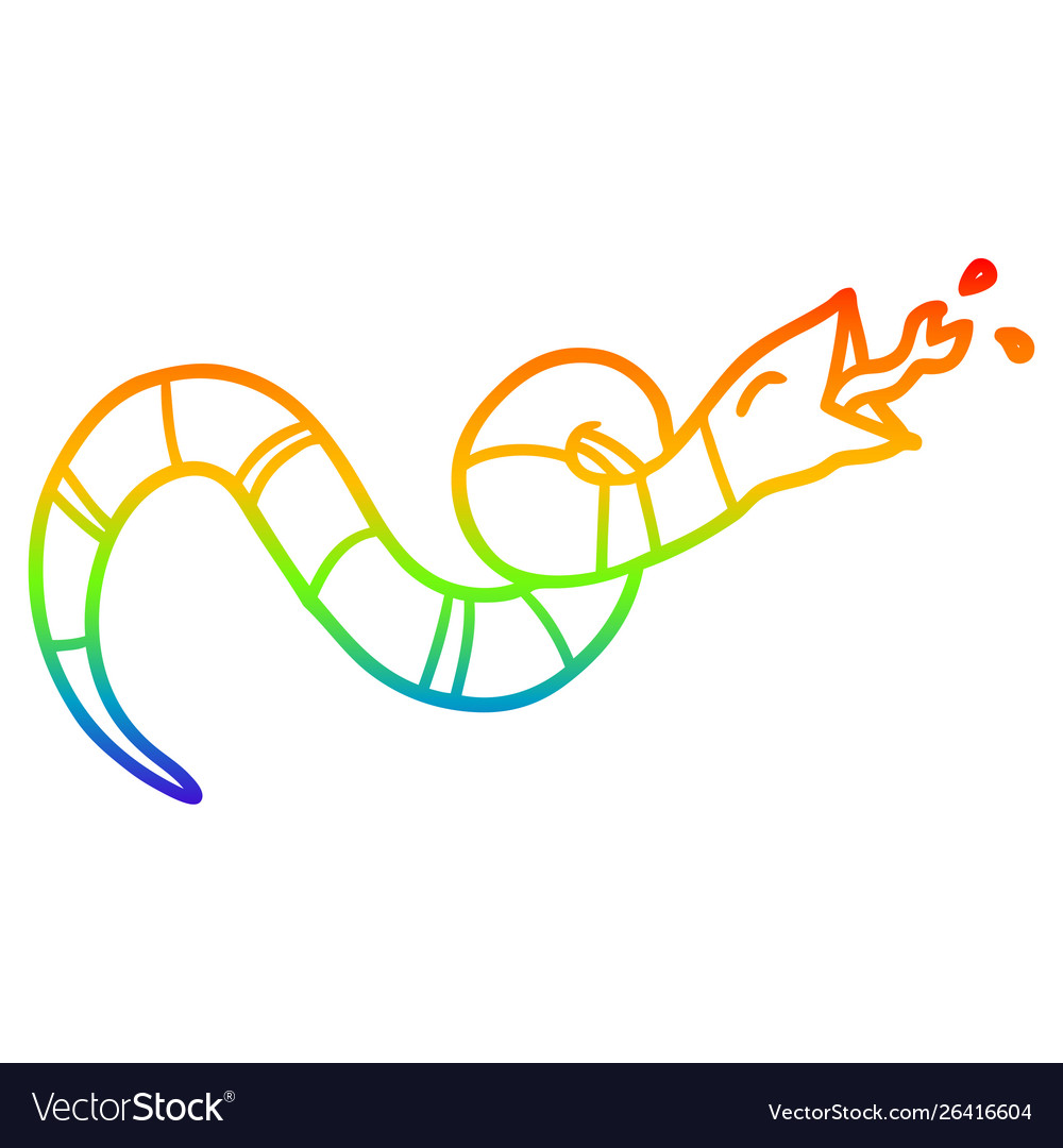 Rainbow gradient line drawing hissing snake Vector Image