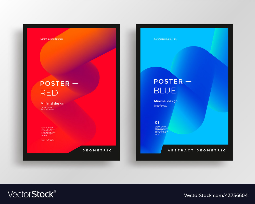 Red blue modern poster with 3d flow shape vector image Red blue modern poster with 3d flow shape