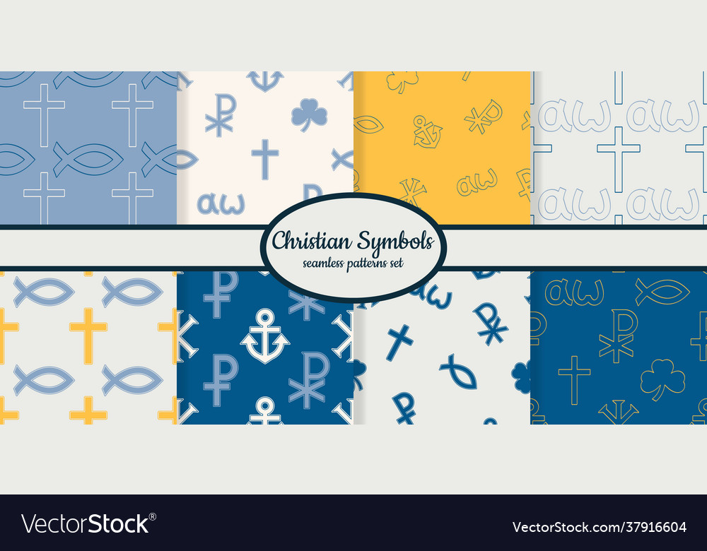 Seamless patterns with christian symbols vector image Seamless patterns with christian symbols