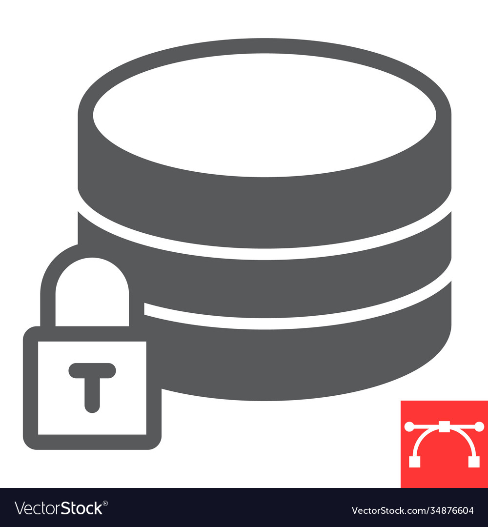 Secure data glyph icon security and computing vector image Secure data glyph icon security and computing