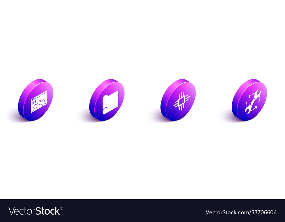 Set isometric browser setting graphing paper vector image Set isometric browser setting graphing paper
