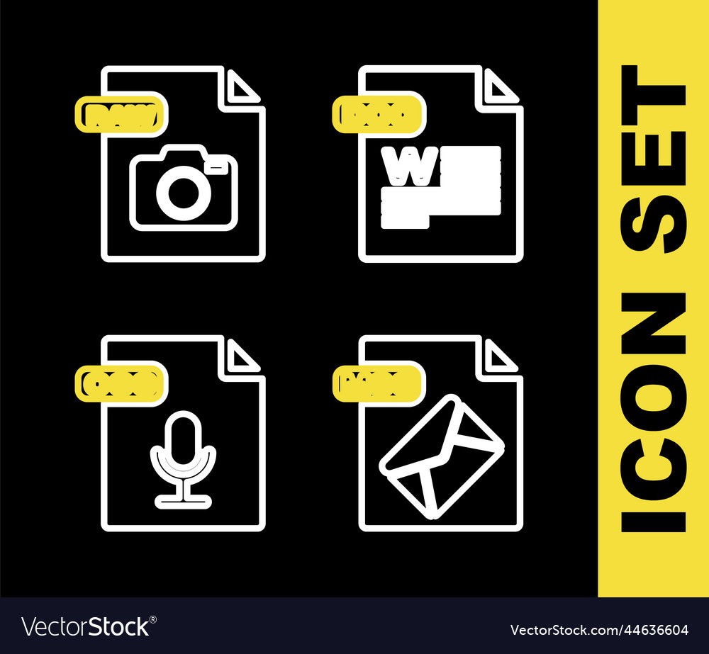 Set line doc file document msg ogg and raw icon Vector Image Set line doc file document msg ogg and raw icon