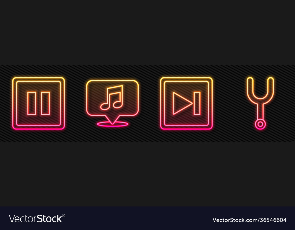 Set line fast forward pause button musical note Vector Image Set line fast forward pause button musical note