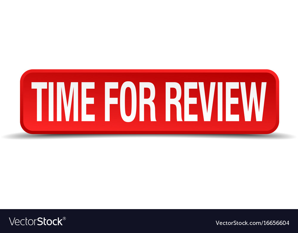 Time for review red 3d square button isolated