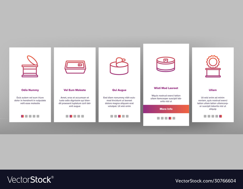 Tin can container onboarding icons set Vector Image Tin can container onboarding icons set