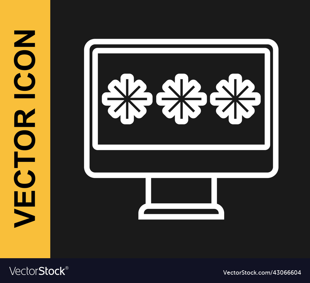 White line monitor with password notification icon vector image White line monitor with password notification icon