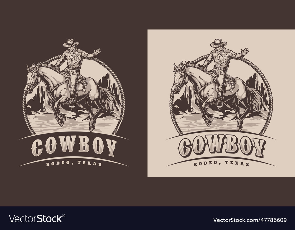 American cowboy vintage sticker monochrome Vector Image