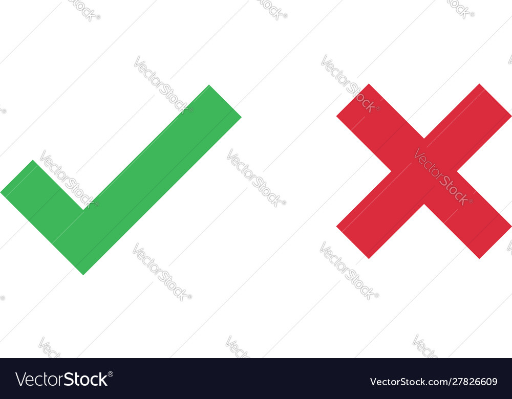 Checkmark x Symbole auf weiß isoliertem Hintergrund