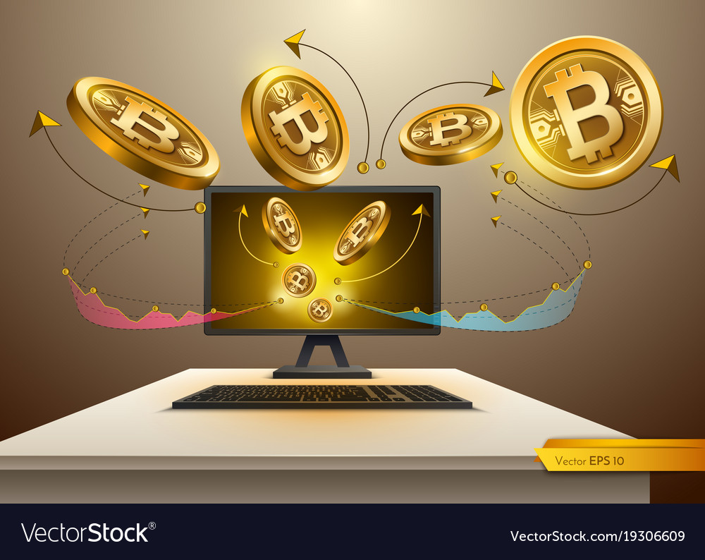 Digital bitcoin spread from computer