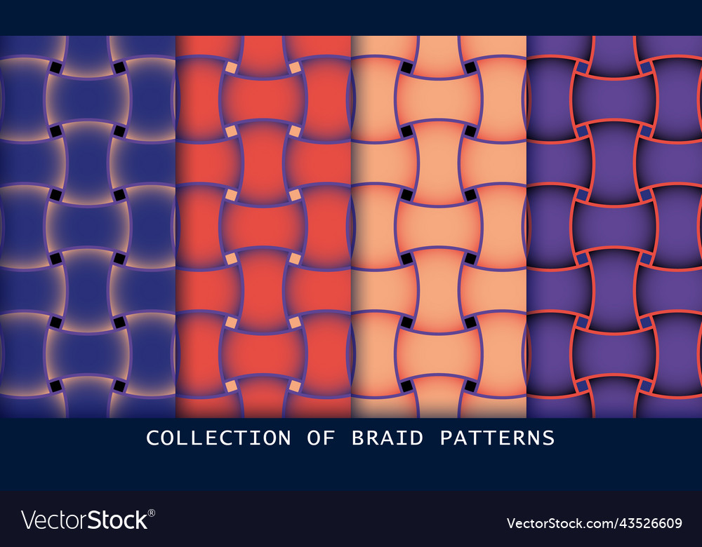 Geometric seamless patterns with intertwined bands vector image Geometric seamless patterns with intertwined bands