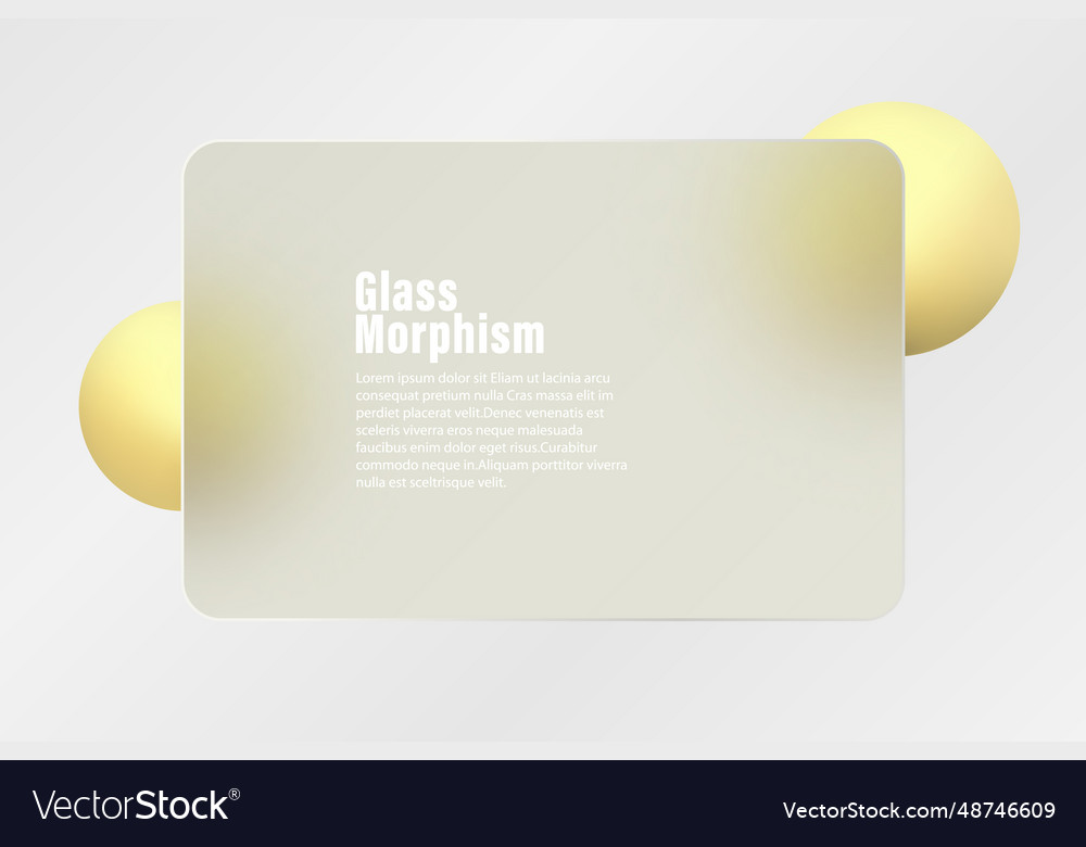 Glass morphism landing page with square frame vector image Glass morphism landing page with square frame