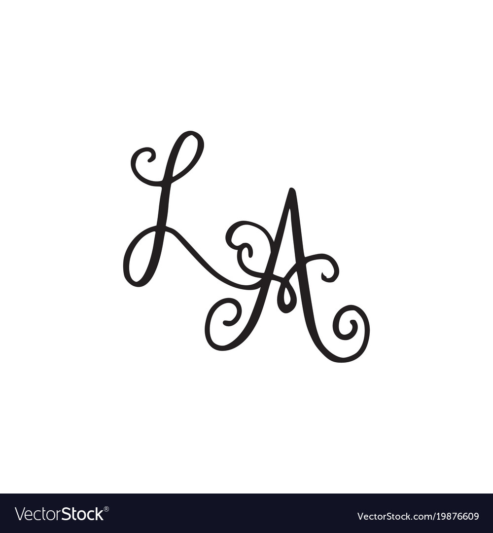 Handwritten monogram la icon Royalty Free Vector Image