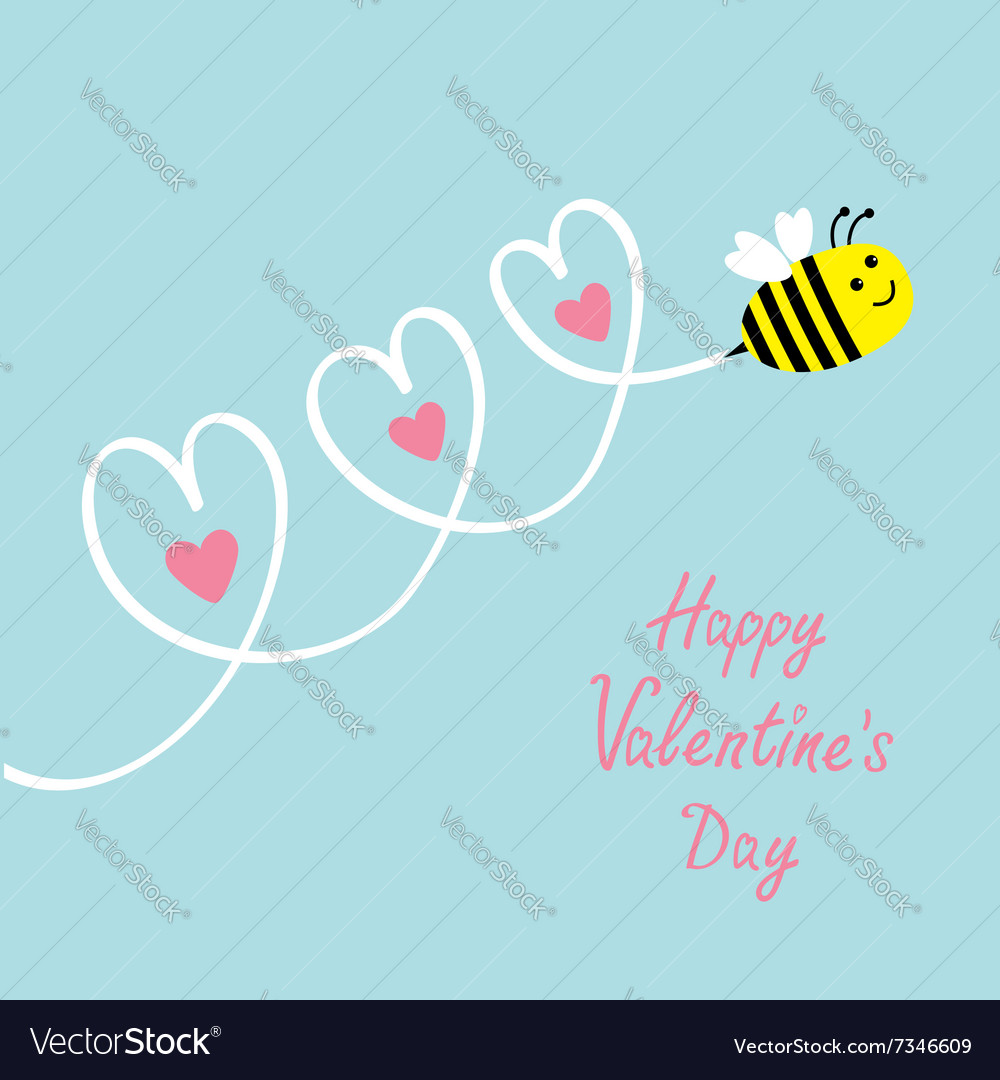Happy valentines day love card cute flying bee