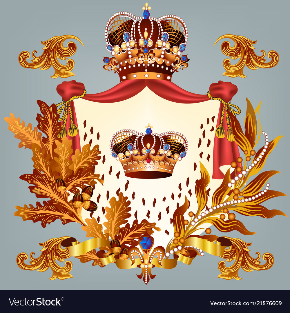 Heraldic Design With Crown And Coat Arms Vector Image