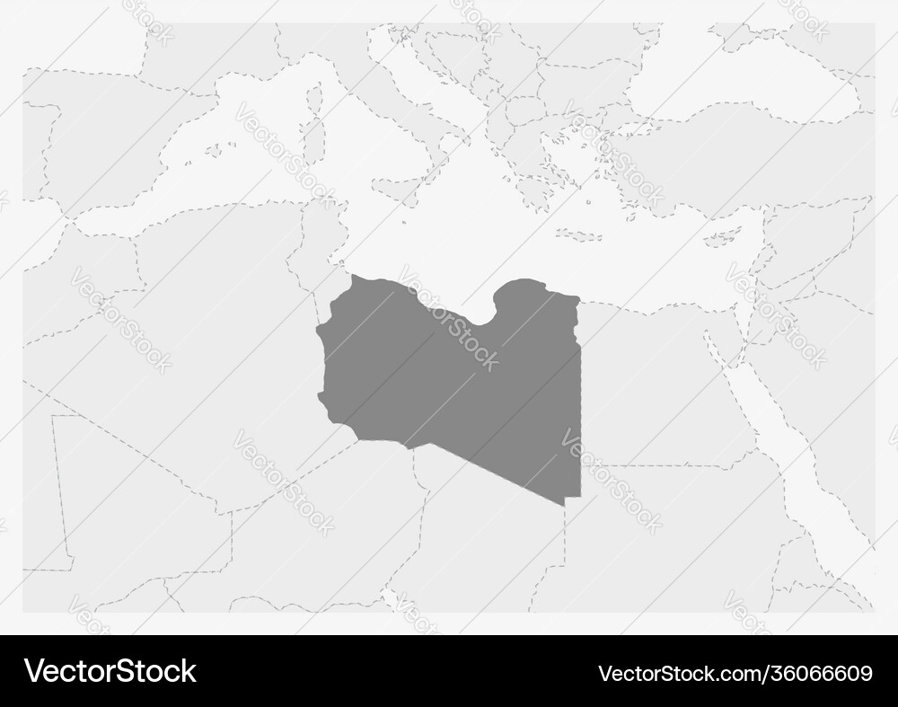 Map Africa With Highlighted Libya Map Royalty Free Vector