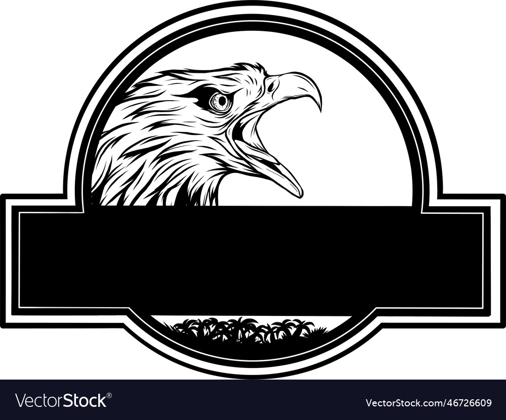 Monochrome head of an eagle on logo park Vector Image