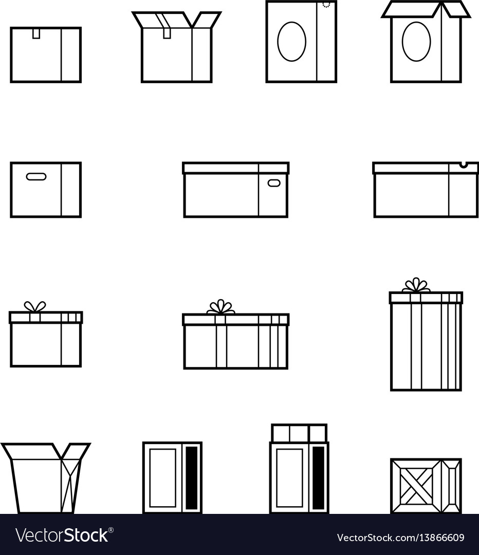 Open and close boxes set made in line style vector image Open and close boxes set made in line style