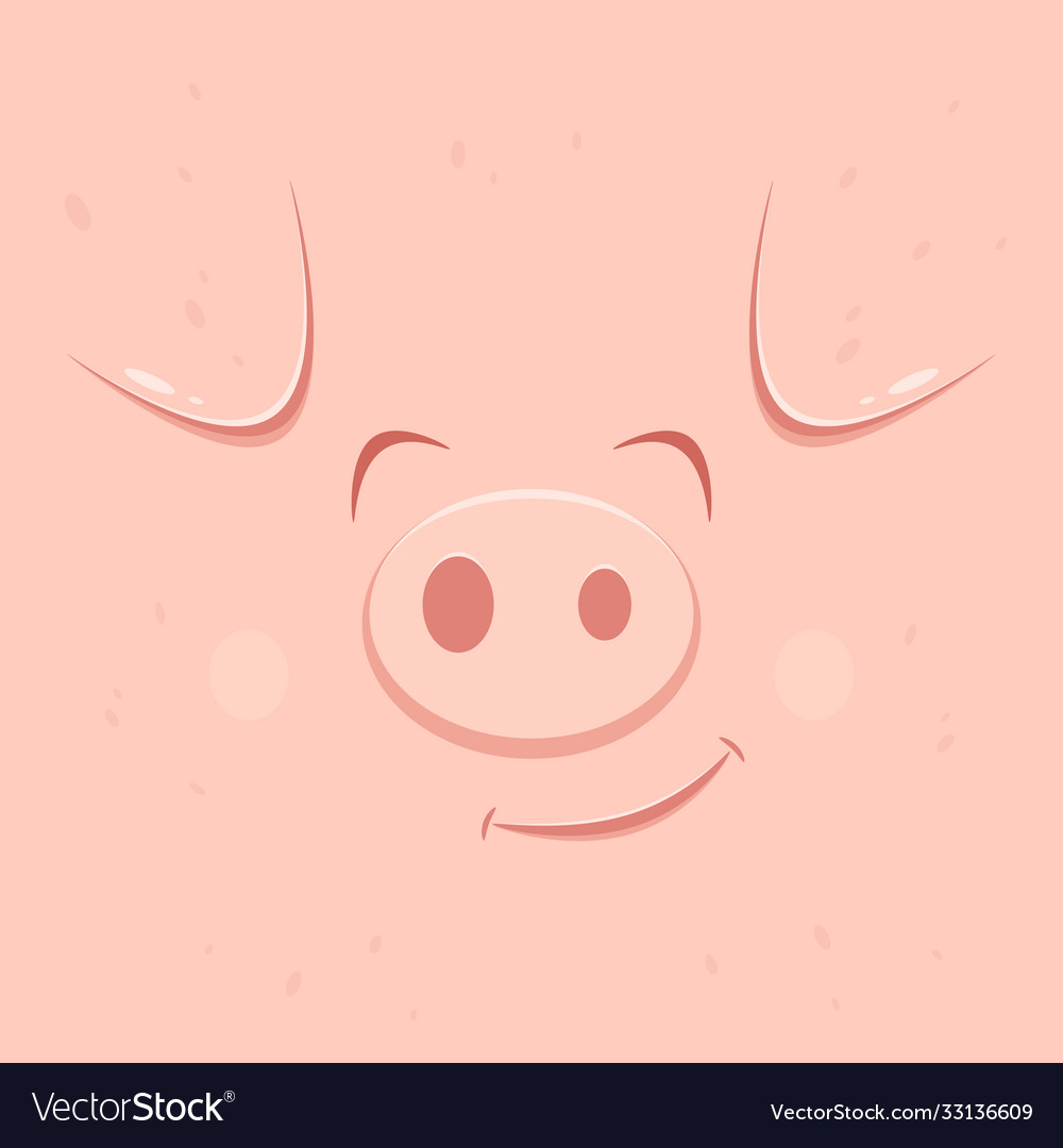 Pink card with cute smiling pig face