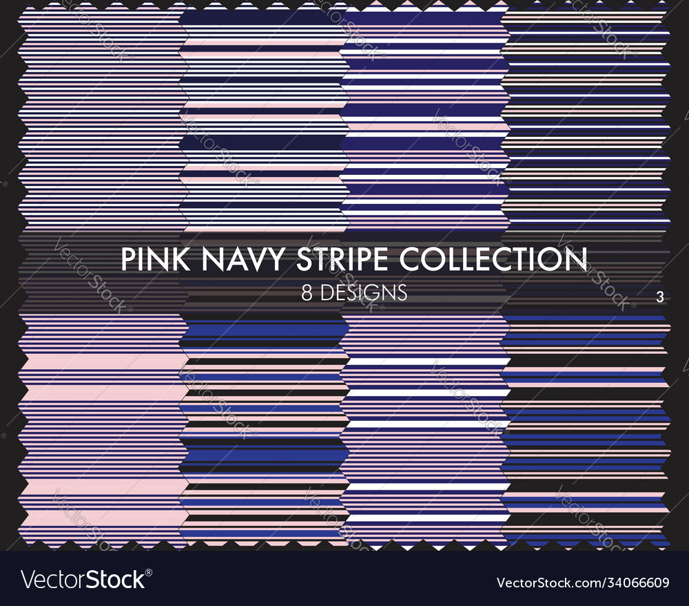 Pink navy stripe seamless pattern collection