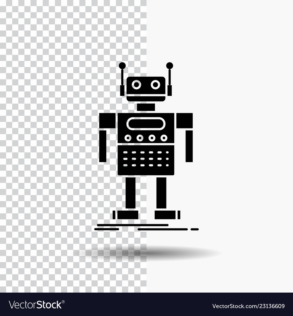 Robot android artificial bot technology glyph vector image Robot android artificial bot technology glyph