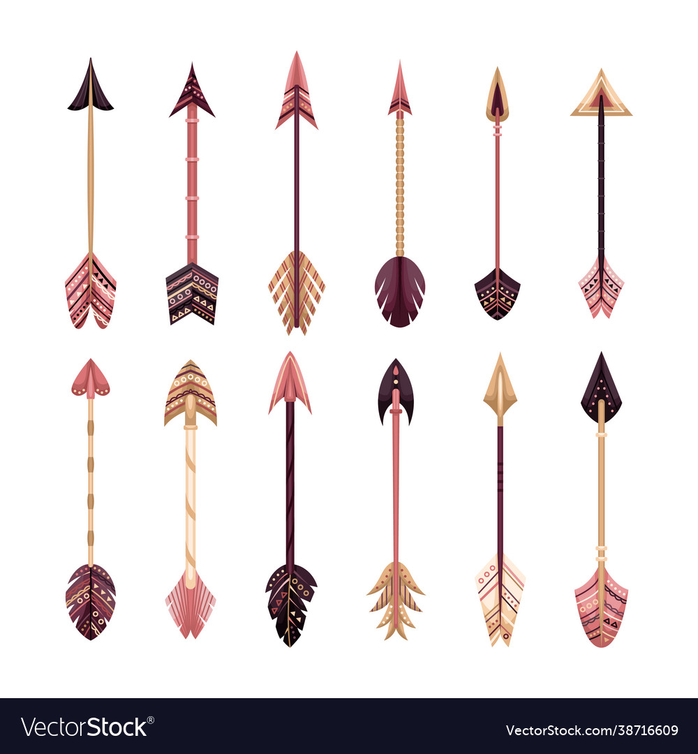 Set arrows in boho style with geometric vector image Set arrows in boho style with geometric