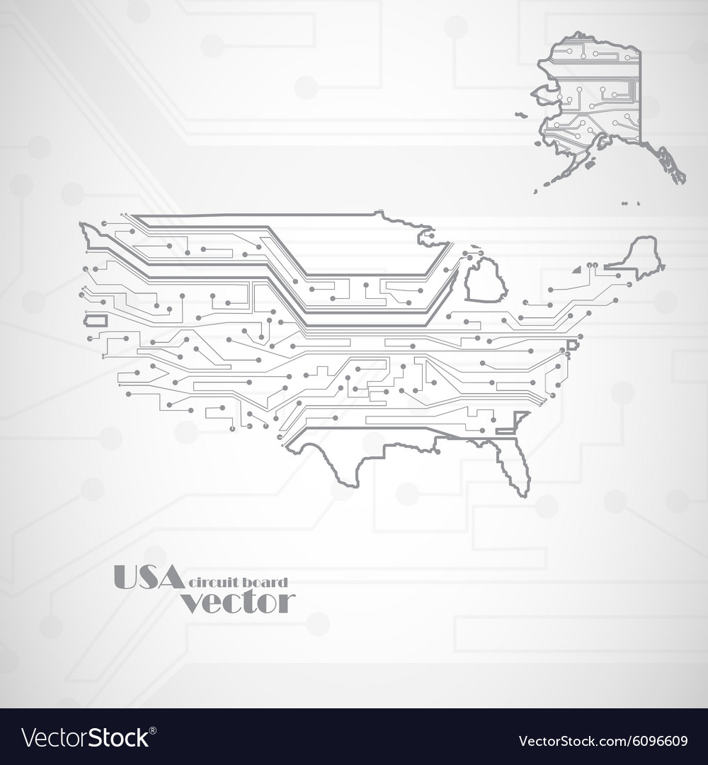 Usa map circuit board background