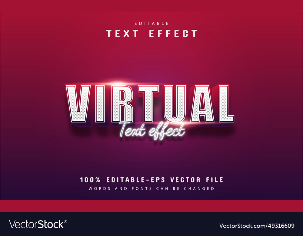Virtual text - 3d gradient style effect vector image Virtual text - 3d gradient style effect