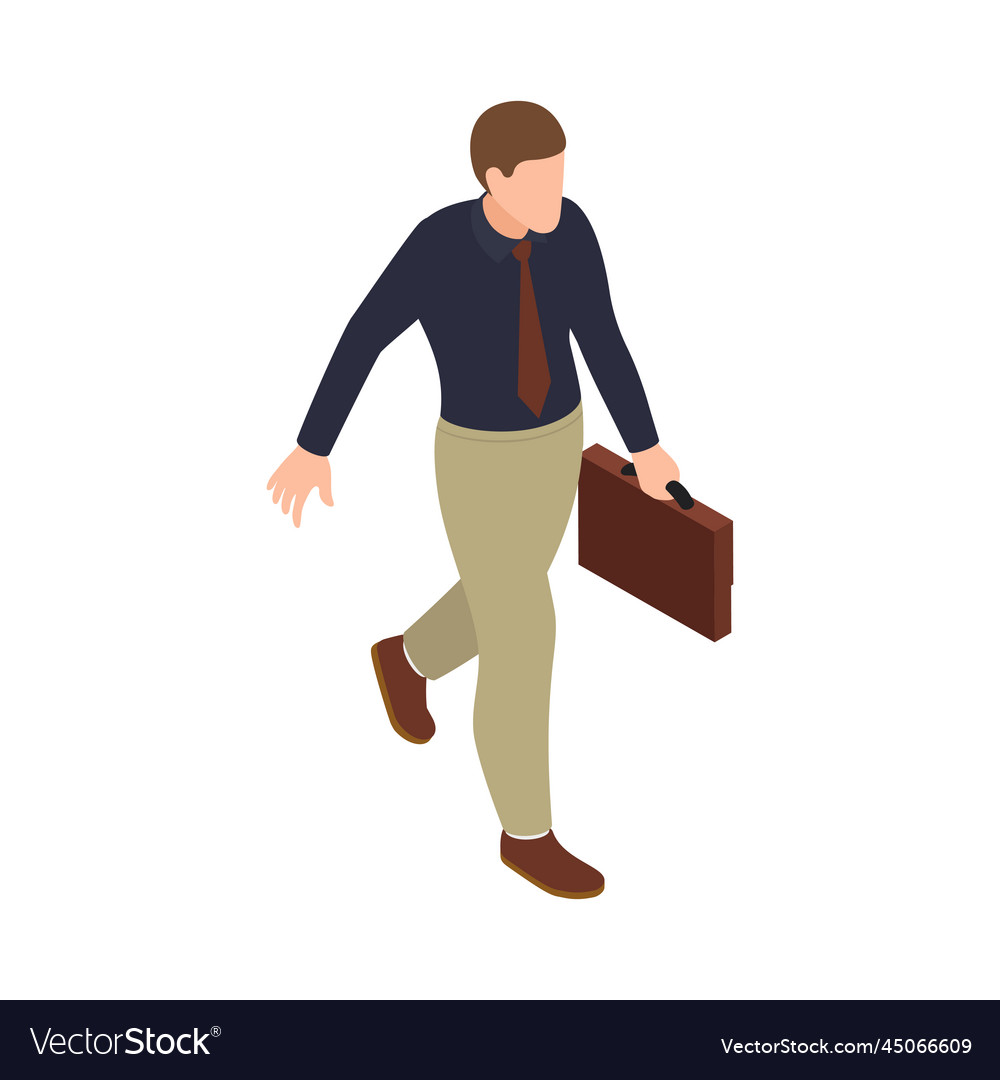 Walking businessman isometric composition Vector Image