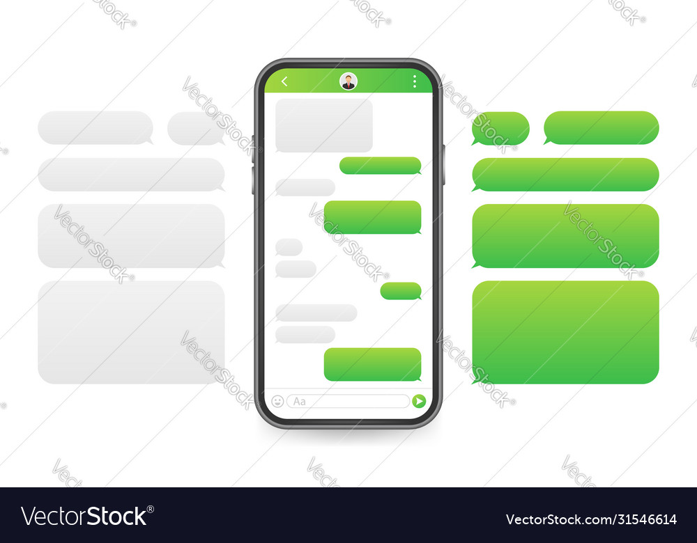 Chat interface application with dialogue window vector image Chat interface application with dialogue window