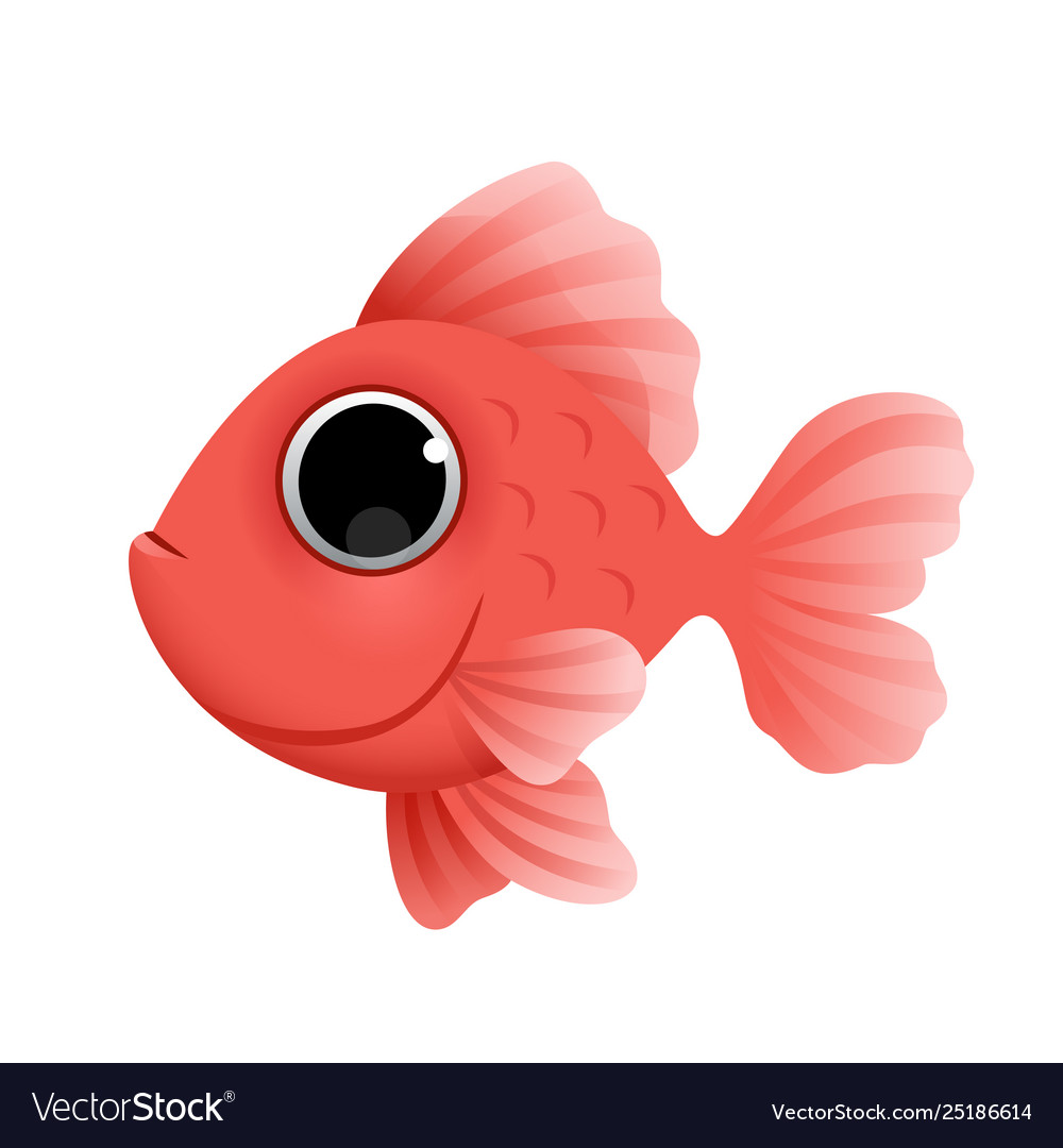 Download Cute cartoon golden fish isolated on white Vector Image