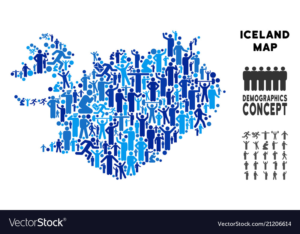 Demographics iceland map vector image Demographics iceland map