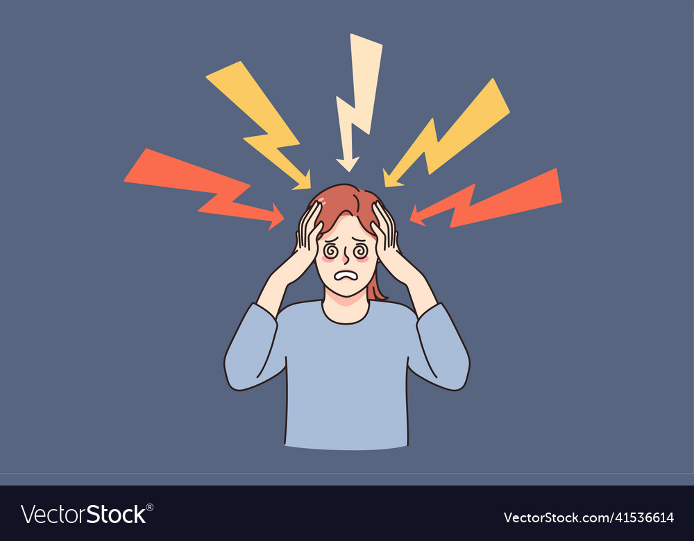 Frustrated woman overwhelmed with life problems Vector Image