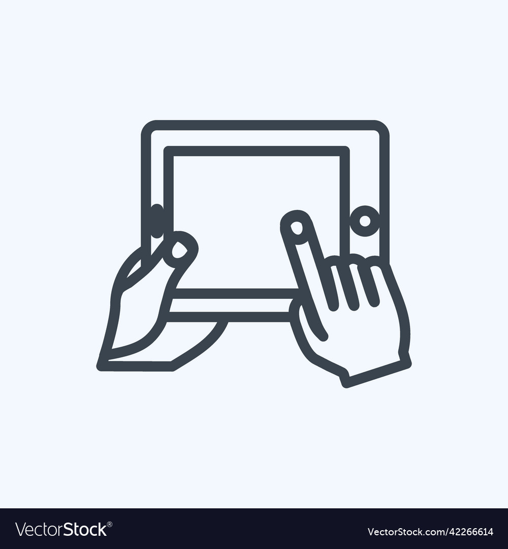 Icon using tablet suitable for hand actions Vector Image Icon using tablet suitable for hand actions