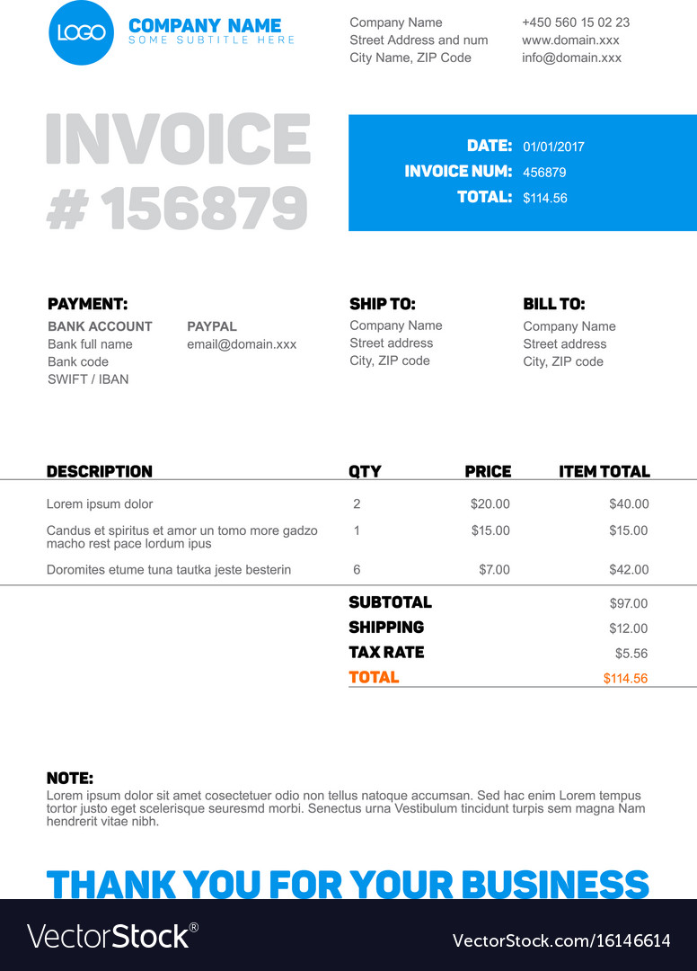 Invoice template Royalty Free Vector Image - VectorStock