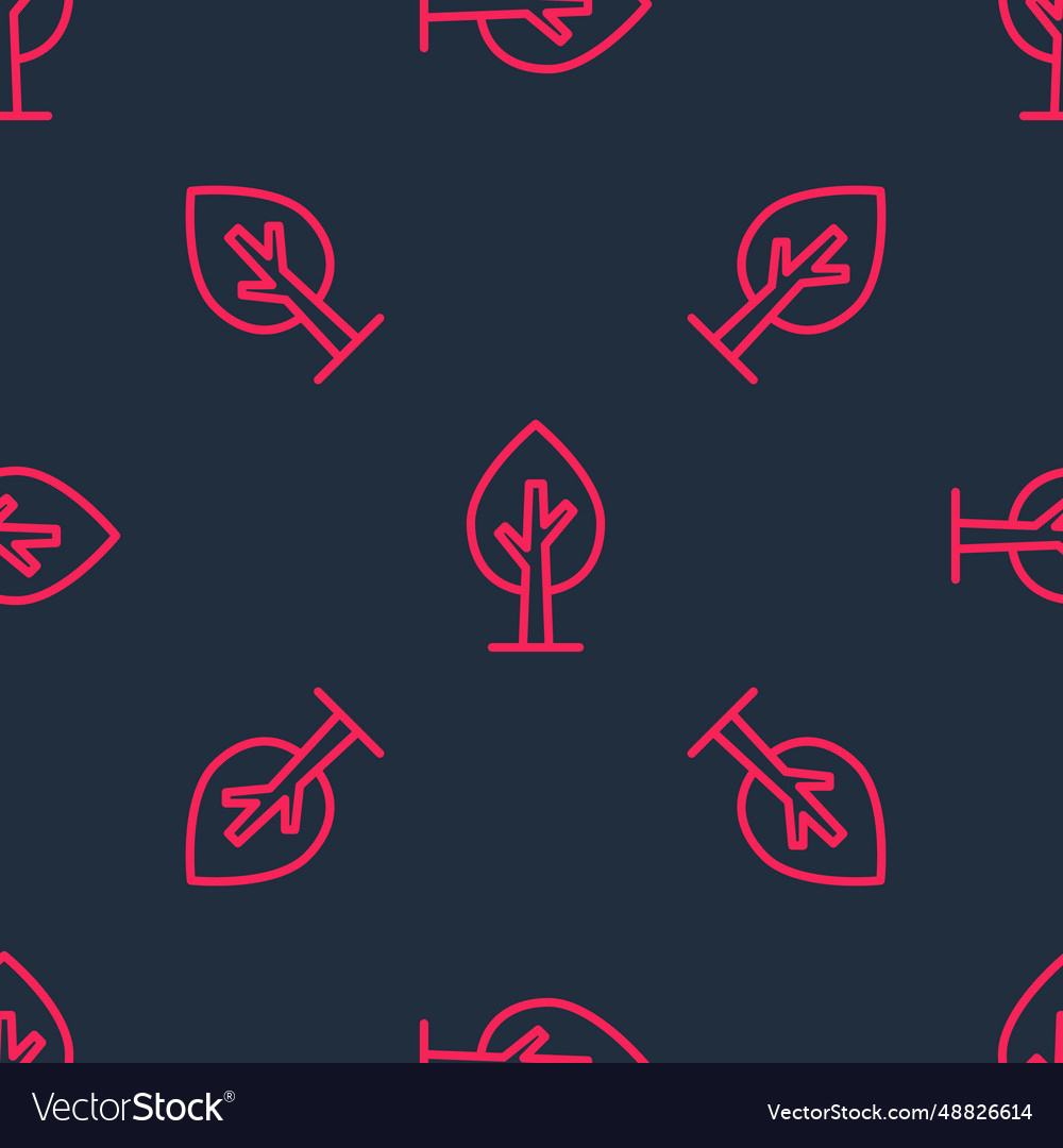Red line tree icon isolated seamless pattern vector image Red line tree icon isolated seamless pattern